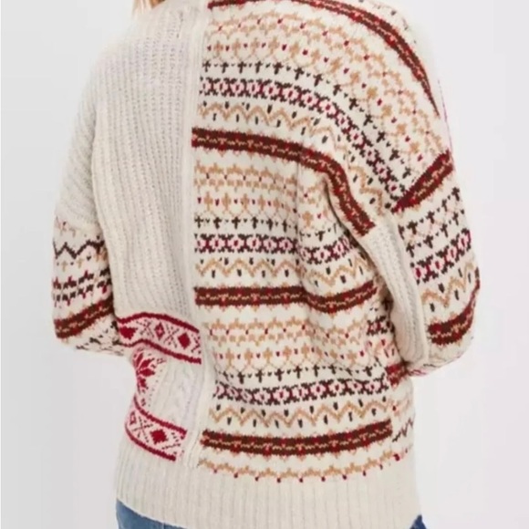 VTG Style American Eagle Winter Fair Isle Snowflake Mock Neck Sweater Size L - Picture 11 of 11